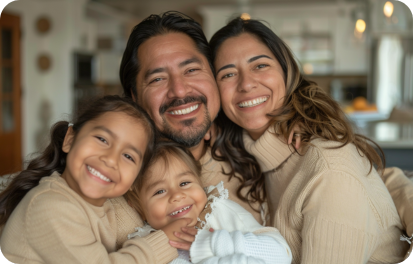 Happy family smiling, representing family-based immigration services