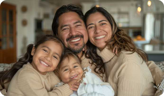 Happy family smiling, representing family-based immigration services